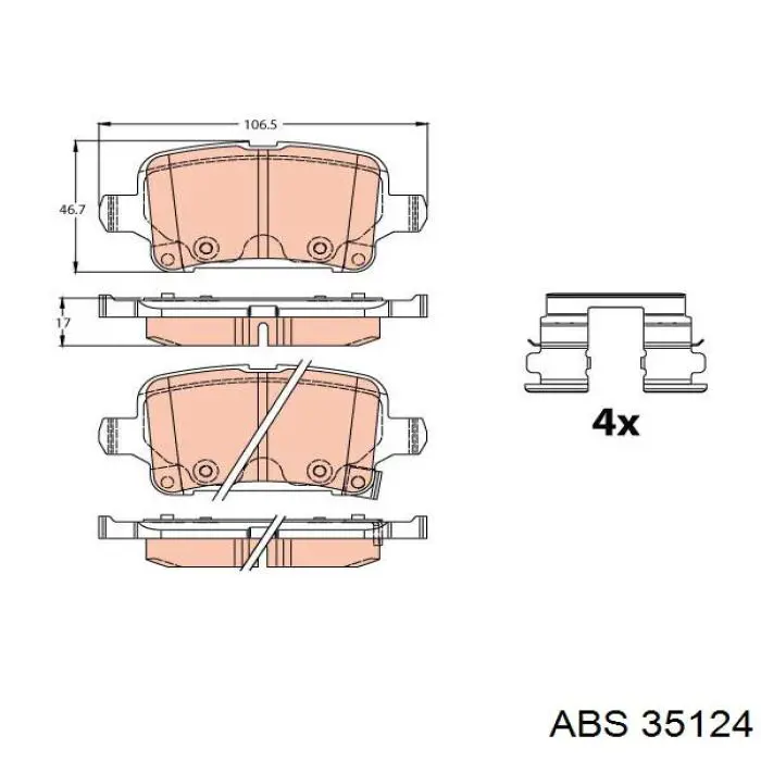 Задні гальмівні колодки ABS 35124 ціна, від 15.09 USD