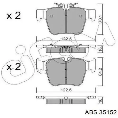 35152 ABS Колодки гальмівні задні, дискові