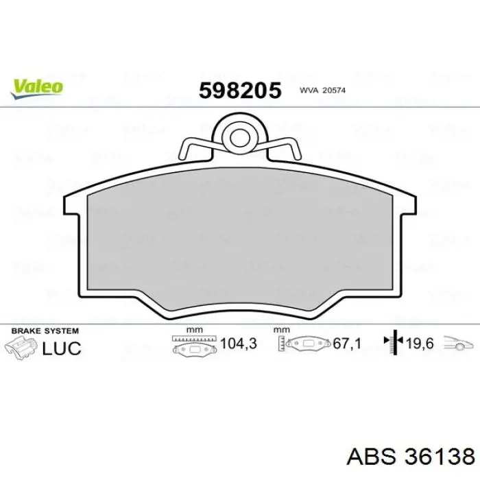 Гальмівні колодки ABS 36138 ціна, від 14.19 USD