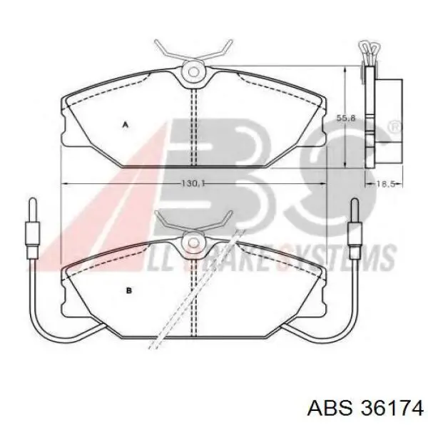 Колодки гальмівні передні, дискові 36174 ABS