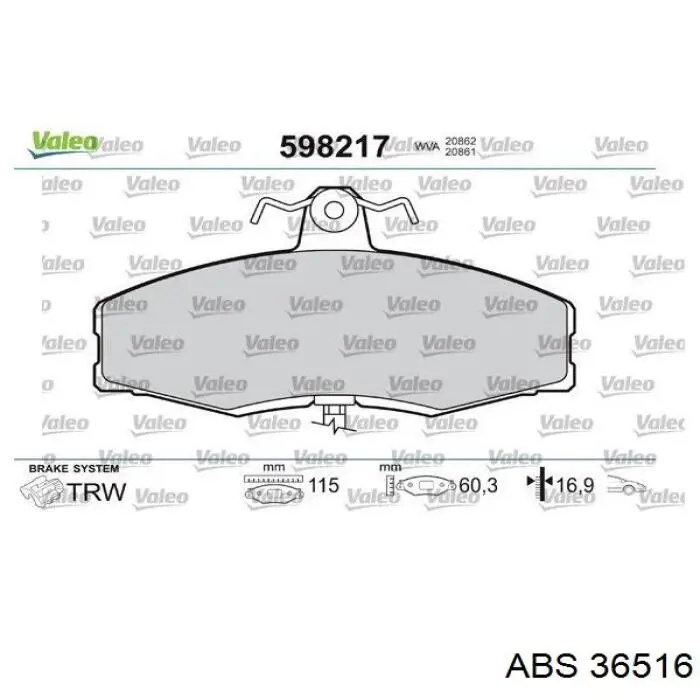 Гальмівні колодки ABS 36516 ціна, від 15.55 USD