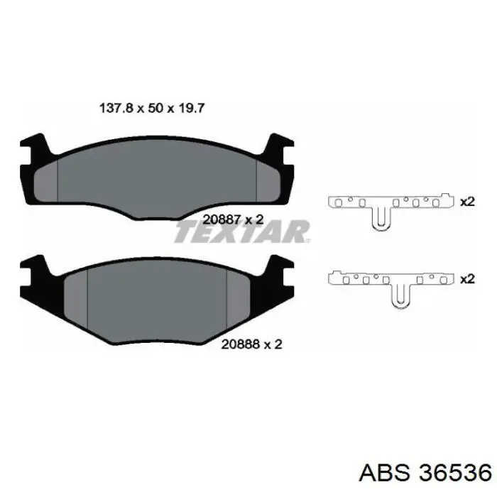 Гальмівні колодки ABS 36536 ціна, від 12.46 USD