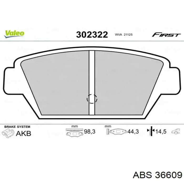 Колодки гальмові задні, дискові 36609 ABS