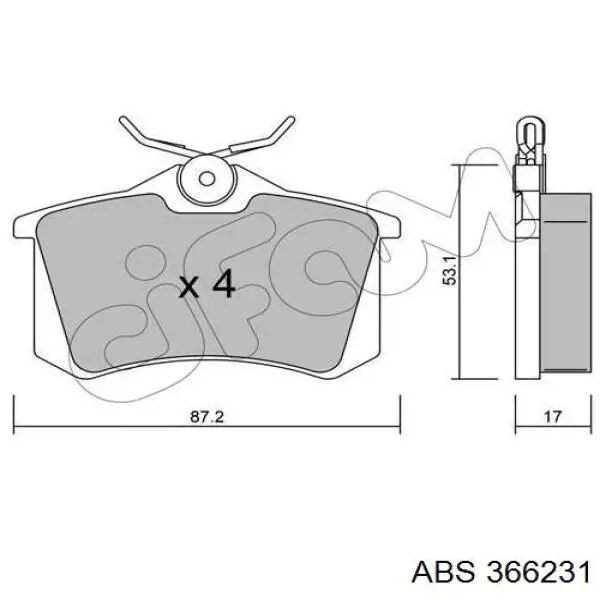 Задні гальмівні колодки ABS 366231 ціна, від 14.19 USD