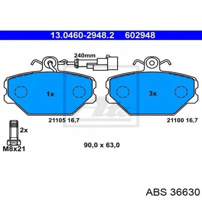 Купити 36630 ABS Колодки гальмівні передні, дискові
