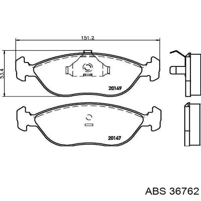 36762 ABS колодки гальмівні передні, дискові