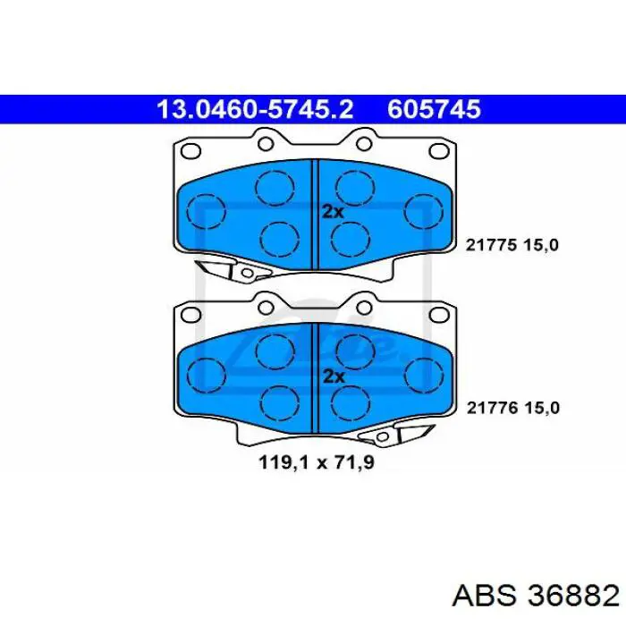 Колодки гальмівні передні, дискові 36882 ABS