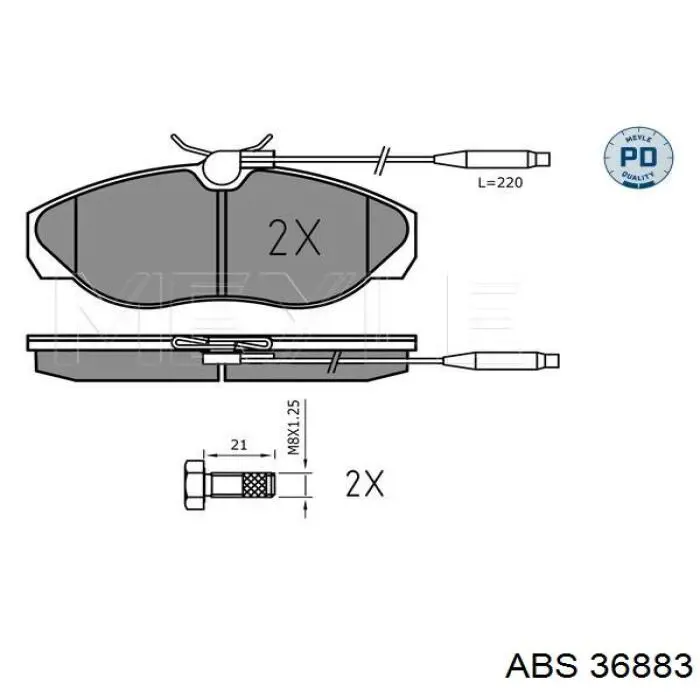 Купити 36883 ABS Колодки гальмівні передні, дискові