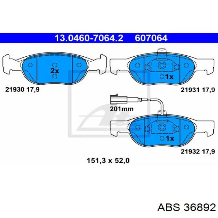 Гальмівні колодки ABS 36892 ціна, від 15.85 USD