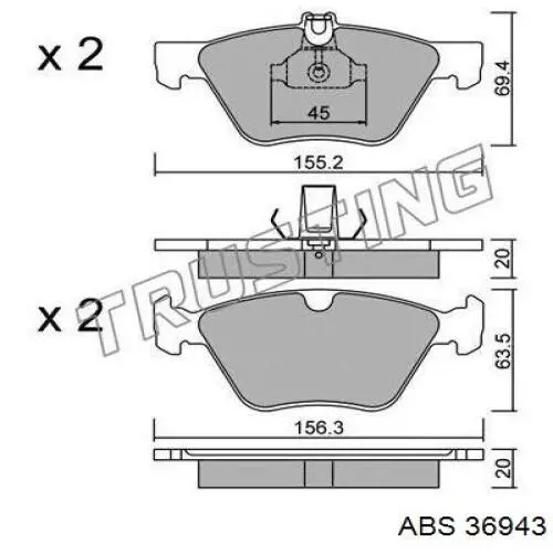 Купити 36943 ABS Колодки гальмівні передні, дискові