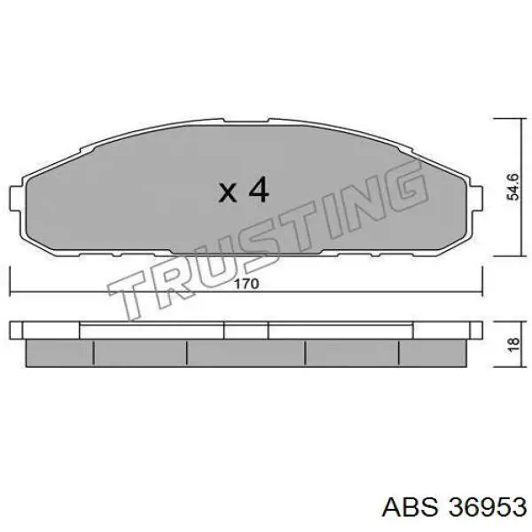 Колодки гальмівні передні, дискові 36953 ABS