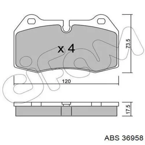 Купити 36958 ABS Колодки гальмівні передні, дискові