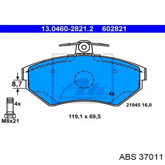 Тормозні колодки ABS 37011