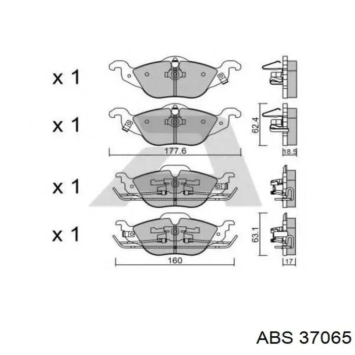 Купити 37065 ABS Колодки гальмівні передні, дискові