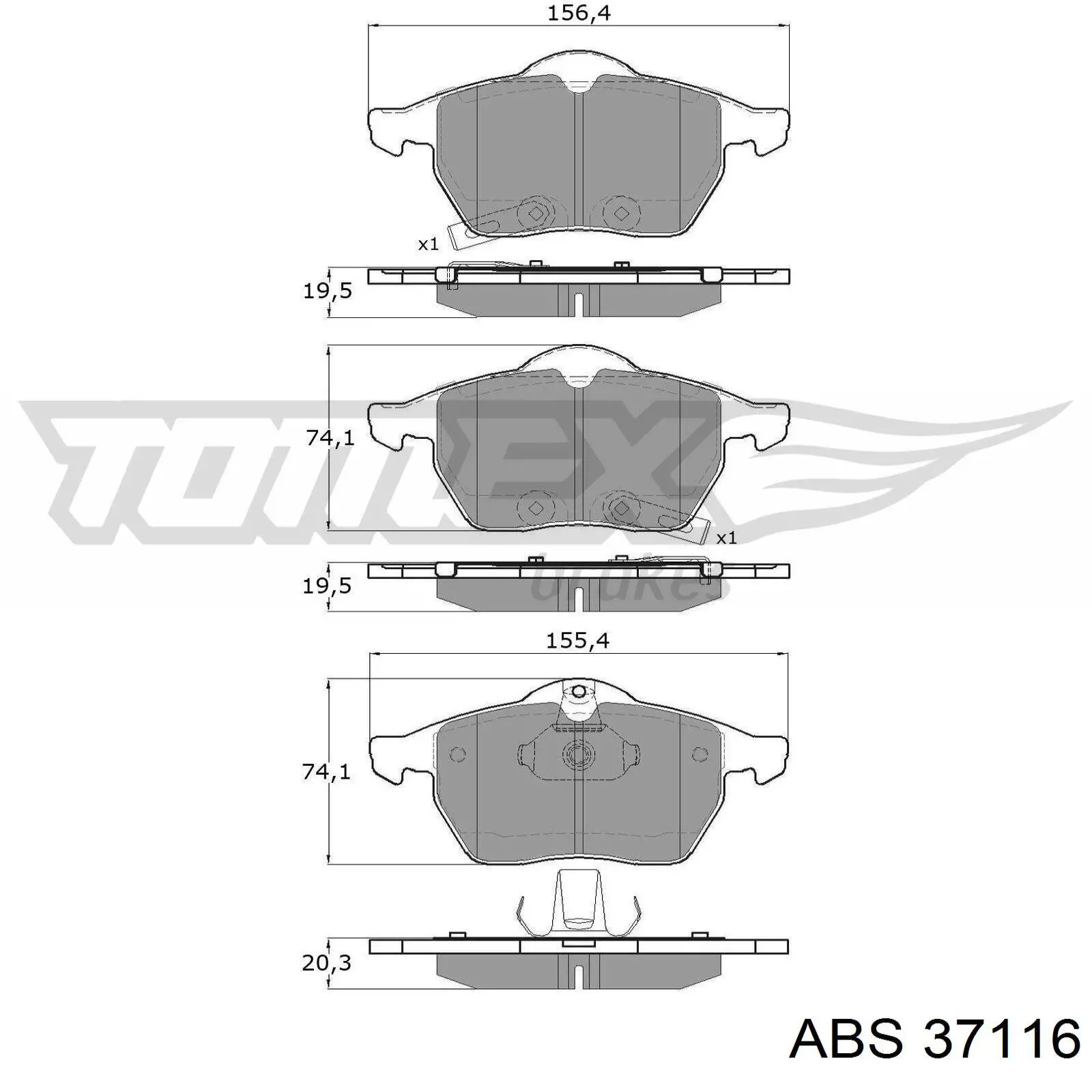 37116 ABS колодки гальмівні передні, дискові