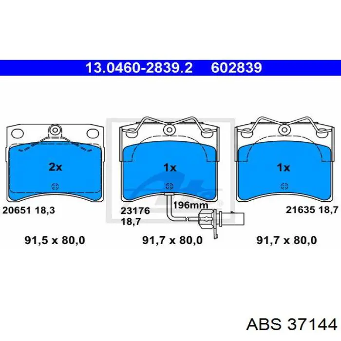 37144 ABS колодки гальмівні передні, дискові