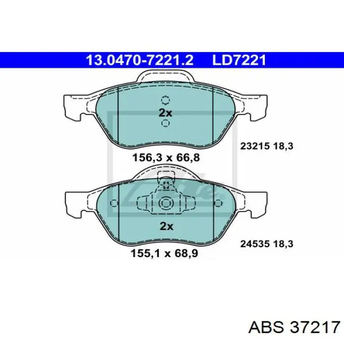 Колодки гальмівні передні, дискові 37217 ABS