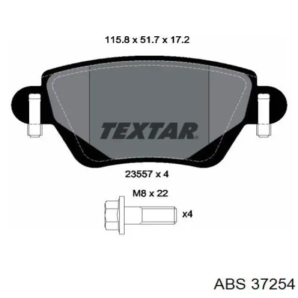 Задні гальмівні колодки ABS 37254 ціна, від 17.71 USD