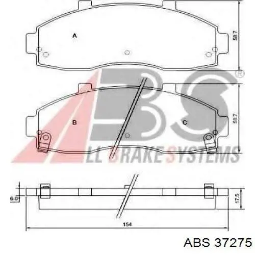 Купити 37275 ABS Колодки гальмівні передні, дискові