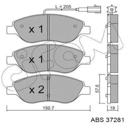 Купити 37281 ABS Колодки гальмівні передні, дискові