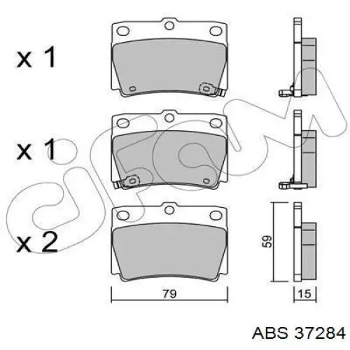 Колодки гальмові задні, дискові 37284 ABS