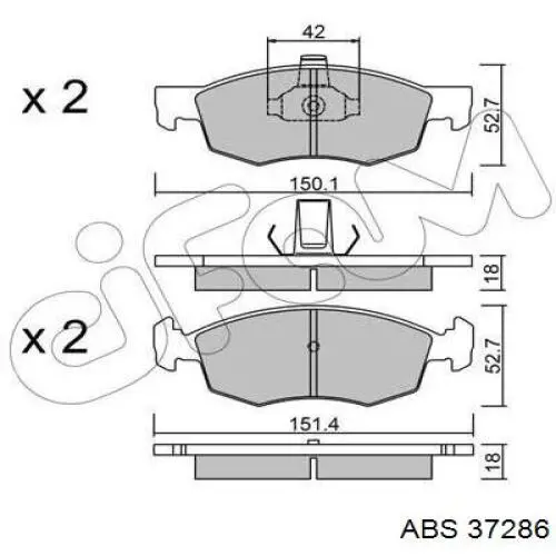 Гальмівні колодки ABS 37286 ціна, від 17.01 USD
