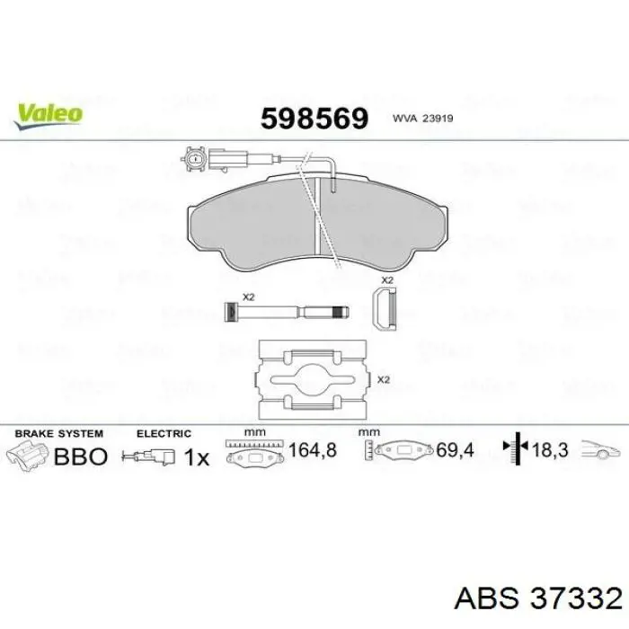 37332 ABS колодки гальмівні передні, дискові