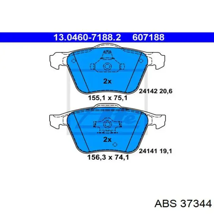 Колодки гальмівні передні, дискові 37344 ABS