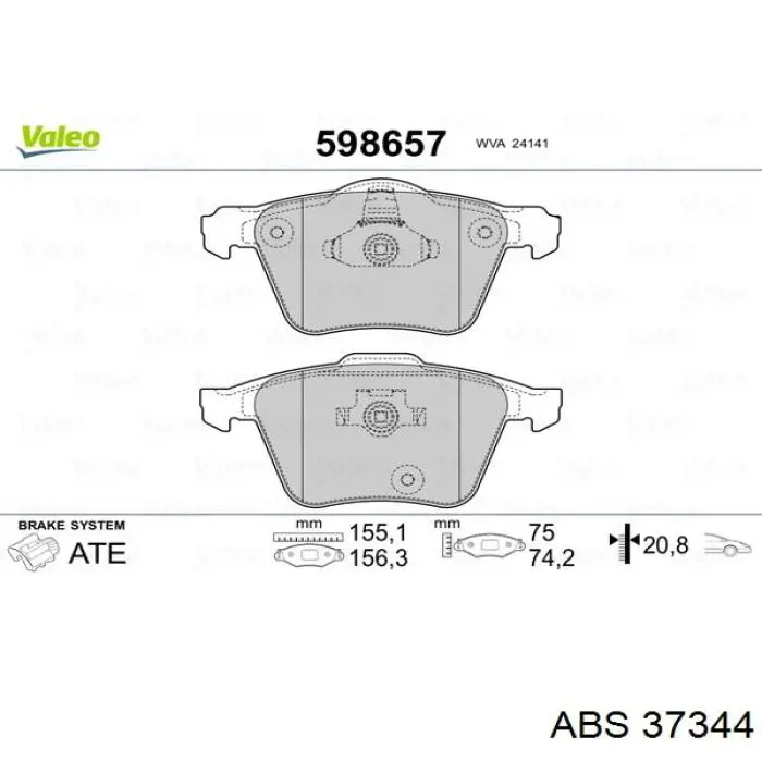 Гальмівні колодки ABS 37344 ціна, від 23.23 USD