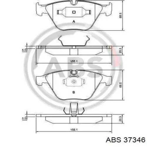 Колодки гальмівні передні, дискові 37346 ABS