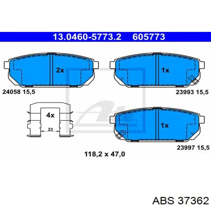 Задні гальмівні колодки ABS 37362 ціна, від 14.67 USD