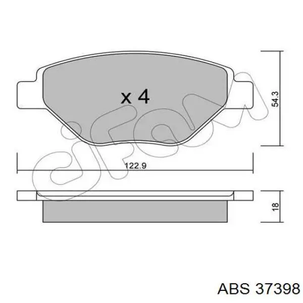 Купити 37398 ABS Колодки гальмівні передні, дискові