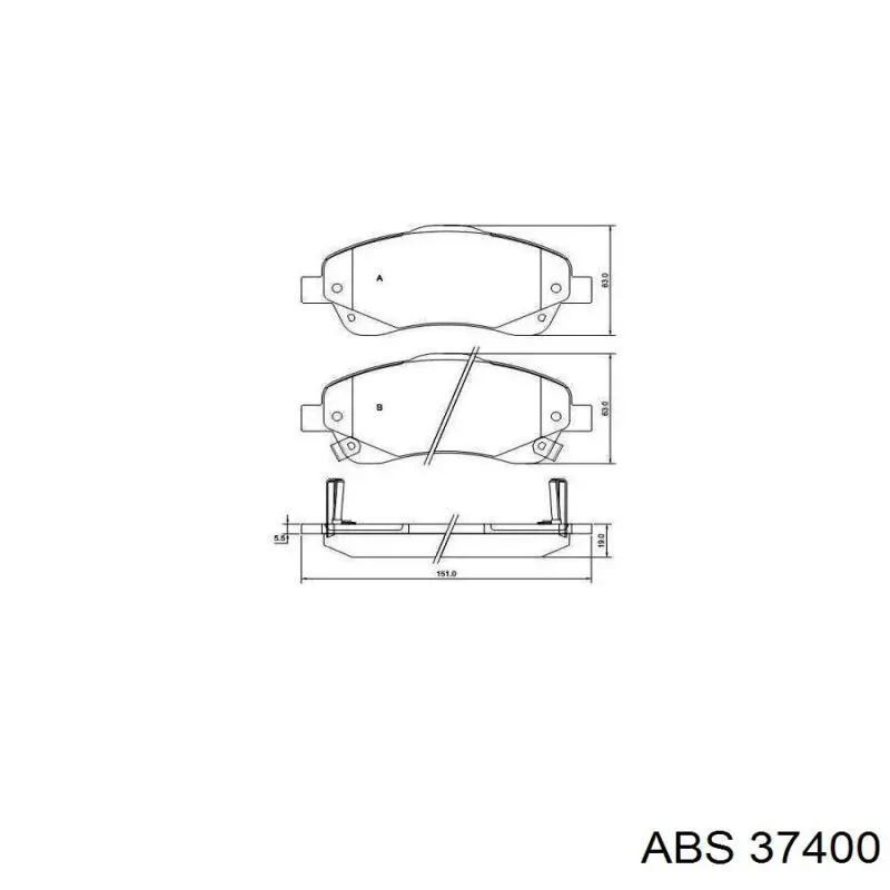 Колодки гальмівні передні, дискові 37400 ABS