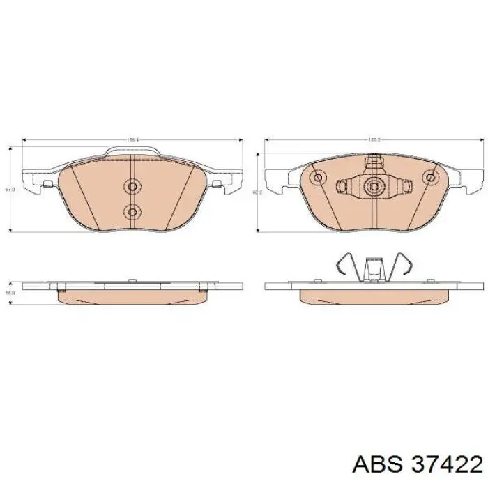 Колодки гальмівні передні, дискові 37422 ABS