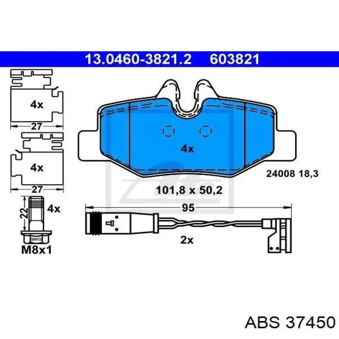 Купити 37450 ABS Задні колодки