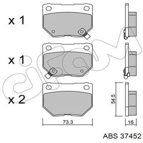 37452 ABS колодки гальмові задні, дискові