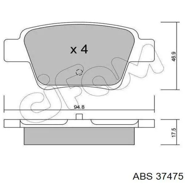 Задні гальмівні колодки ABS 37475 ціна, від 14.96 USD
