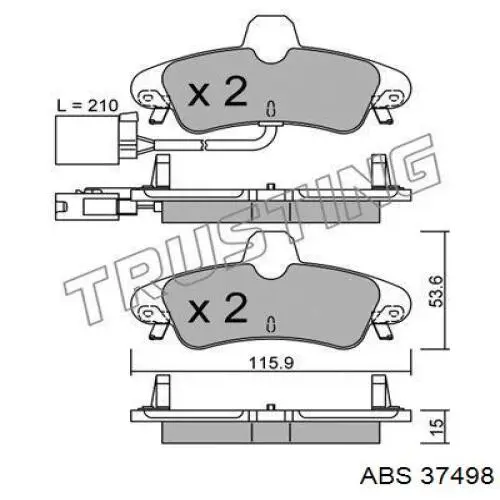 Колодки гальмові задні, дискові 37498 ABS