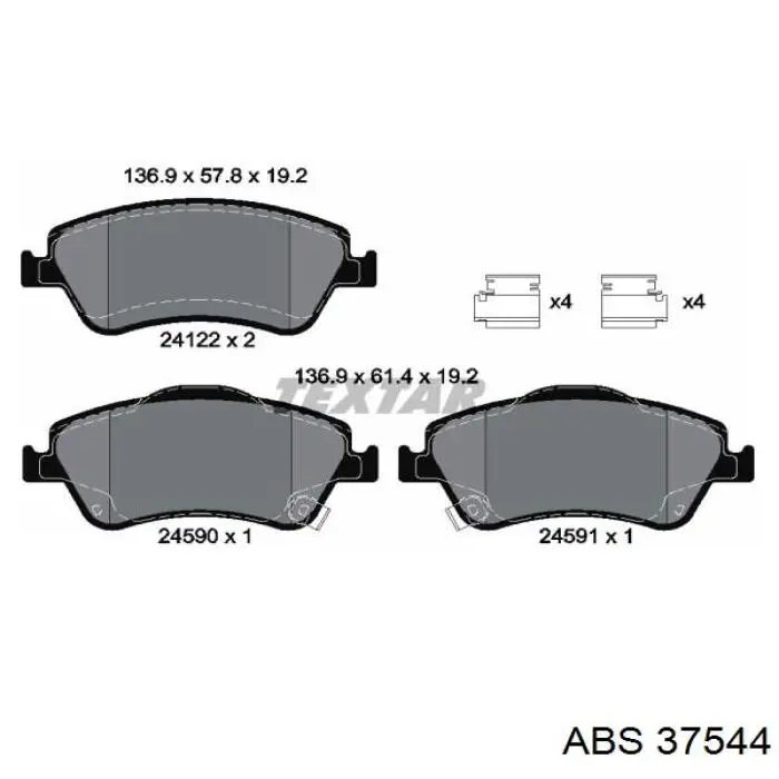 Колодки гальмівні передні, дискові 37544 ABS