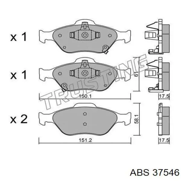 Колодки гальмівні передні, дискові 37546 ABS