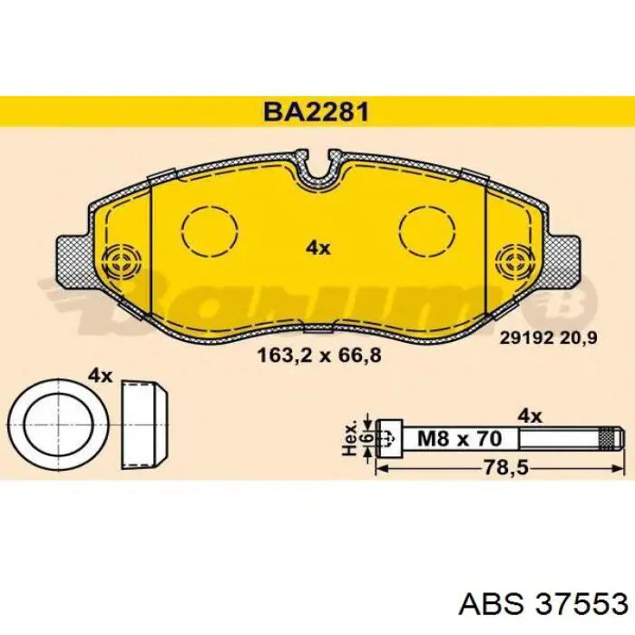 Передні тормозні колодки 37553 ABS