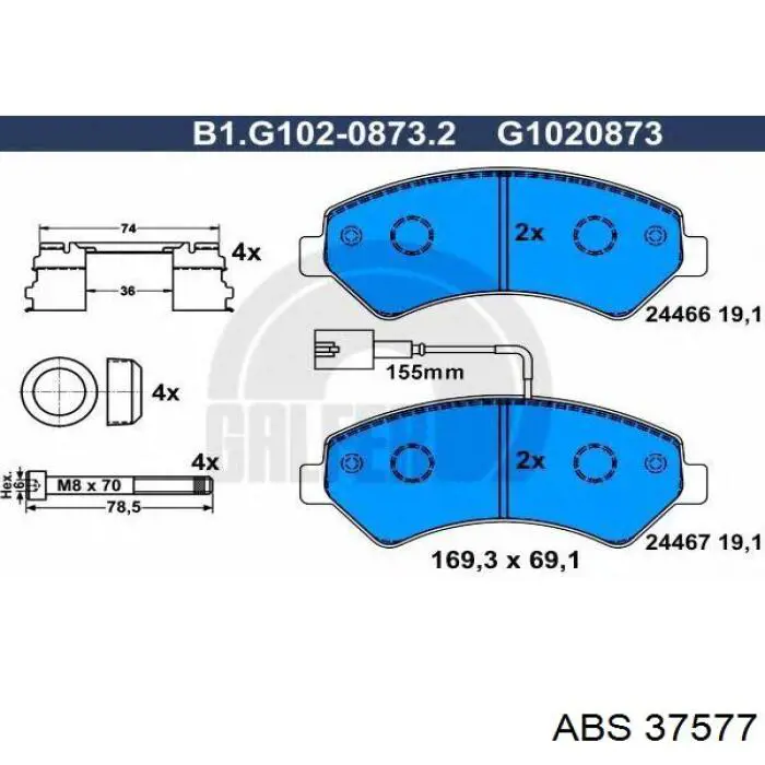 Купити 37577 ABS Колодки гальмівні передні, дискові