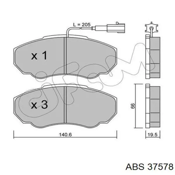 37578 ABS колодки гальмові задні, дискові