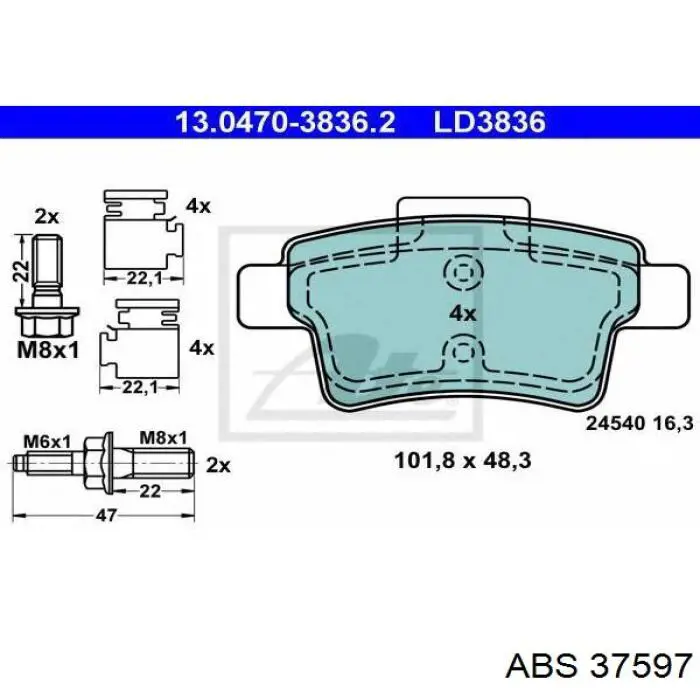 Задні гальмівні колодки 37597 ABS