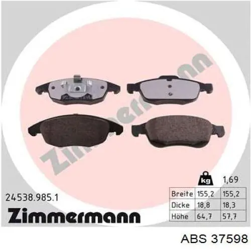 Гальмівні колодки ABS 37598 ціна, від 17.05 USD