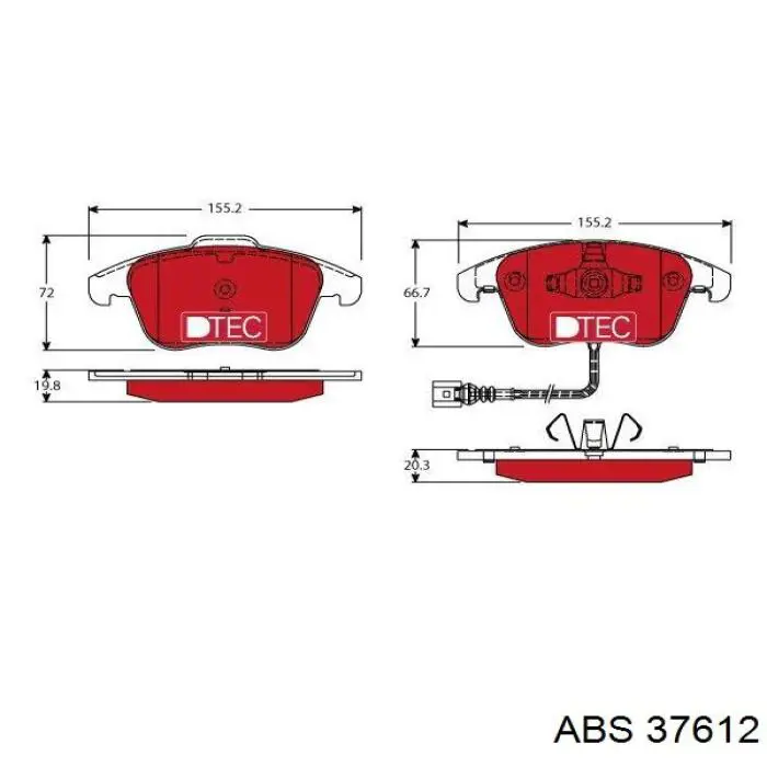 37612 ABS колодки гальмівні передні, дискові
