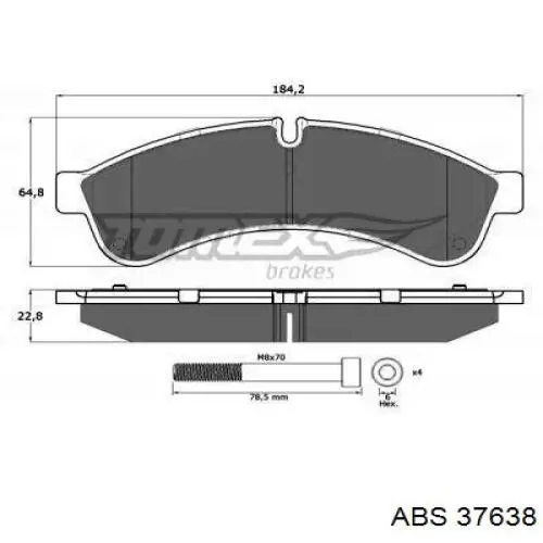37638 ABS Колодки гальмівні задні, дискові