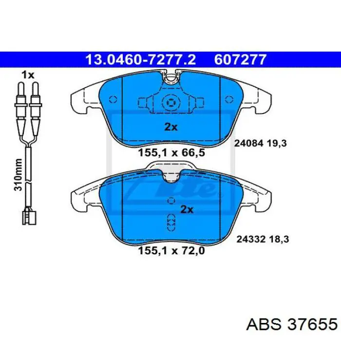 37655 ABS колодки гальмівні передні, дискові