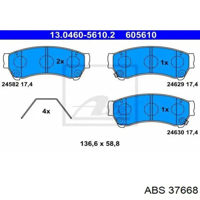 Гальмівні колодки ABS 37668 ціна, від 20.53 USD