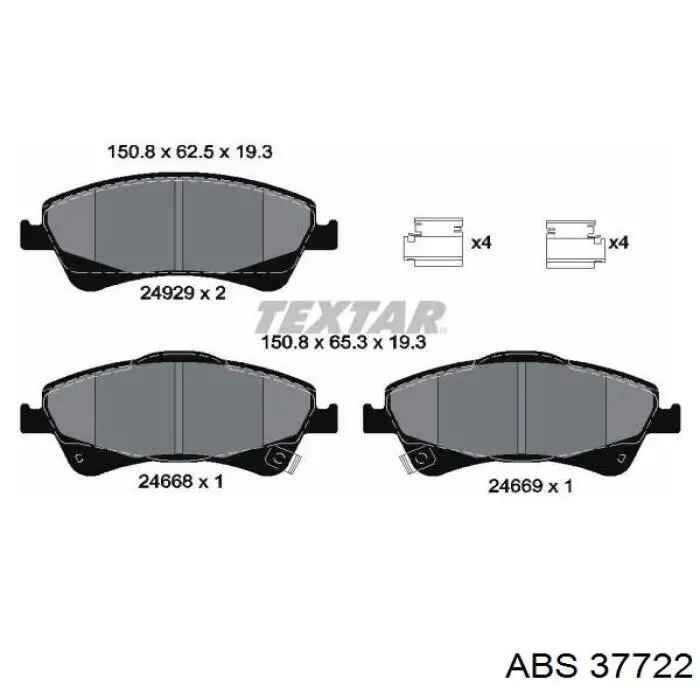 37722 ABS колодки гальмівні передні, дискові